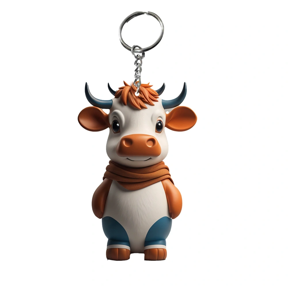 2Pcs Highland Cow Keychain Highland Cows Shape Decoration Highland Cow Keychain Acrylic Crafts