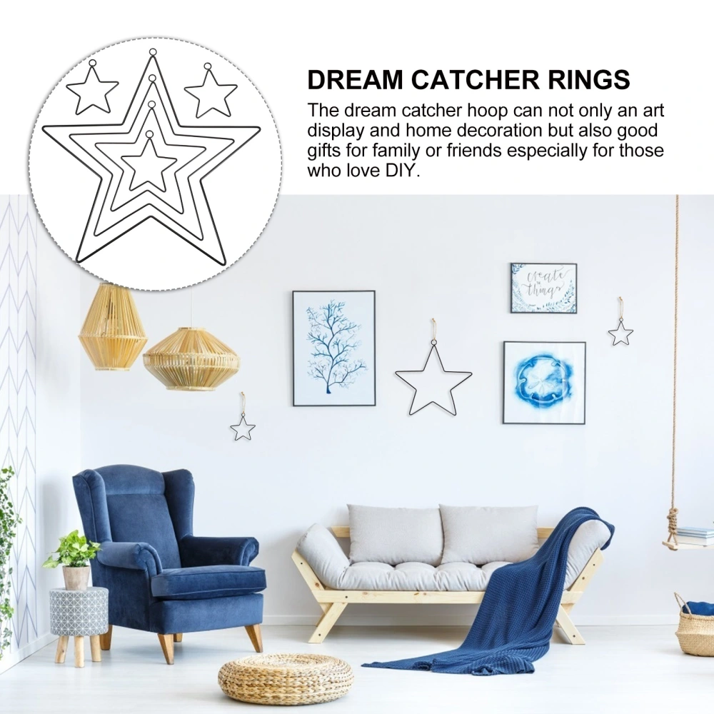 6pcs Dream Catcher Metal Rings Star Shape Dream Catcher Hoops Wreath Decoration