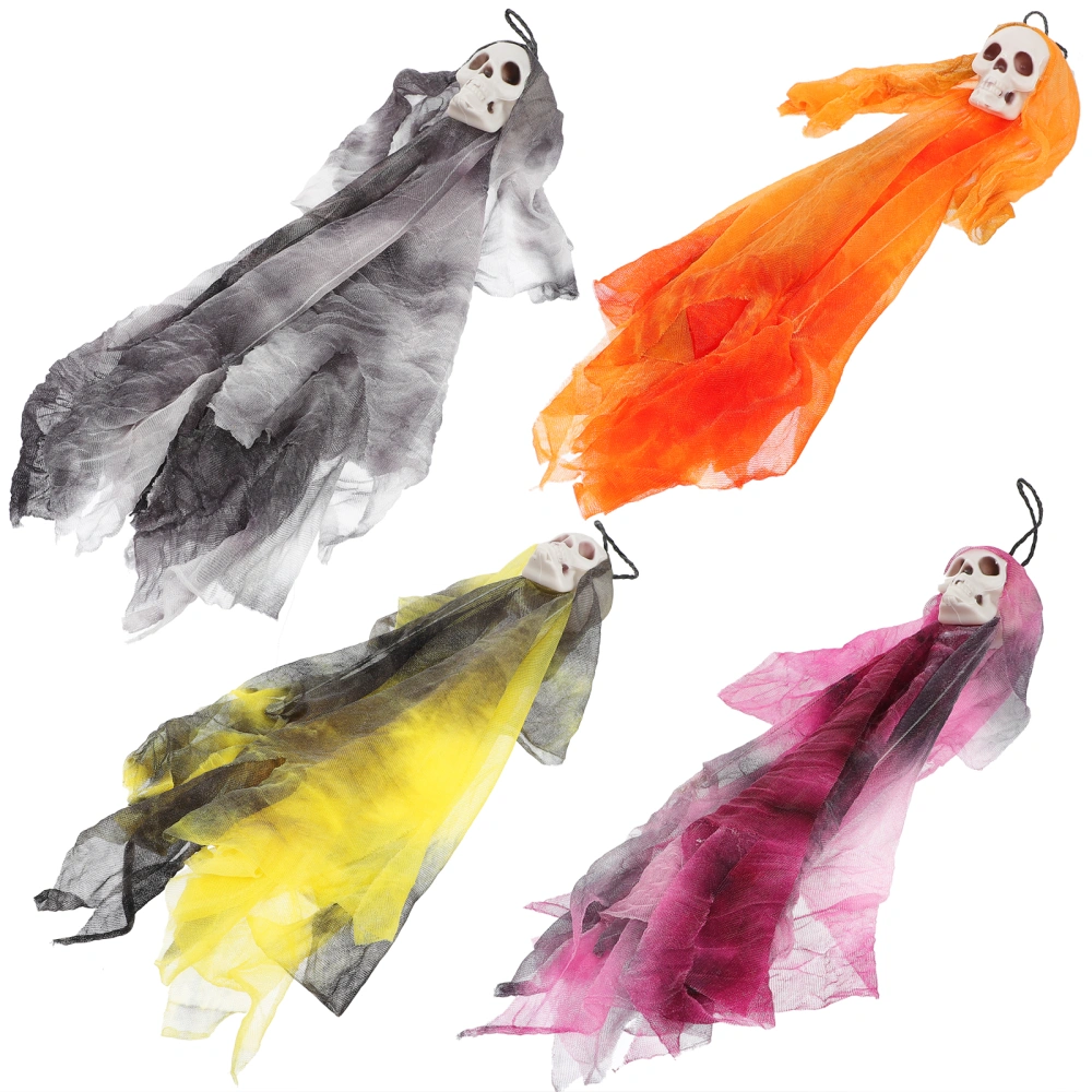 4pcs Halloween Hanging Pendant Horrible Haunted House Skull Ghost Ornament