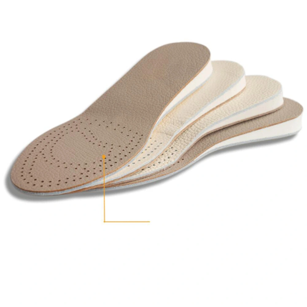 1 Pair Breathable Cowhide Insole Shoe Lift Invisible Heel Lift Insert Deodorant Height Increase Shoe Pads- Size 44(Increased by 2.5cm)