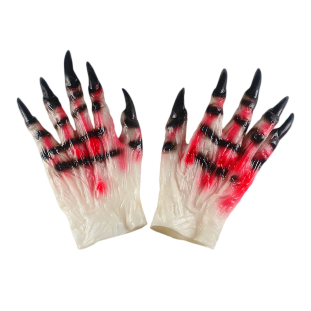 One Pair Halloween Zombie Style Gloves Horrible Bone Claw Skeleton Full Finger Gloves Fancy Dress Party for Halloween Festival