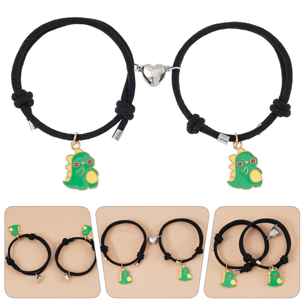 1 Pair Couple Magnetic Bracelet Cartoon Dinosaur Wrist Chain Wrist Jewelry