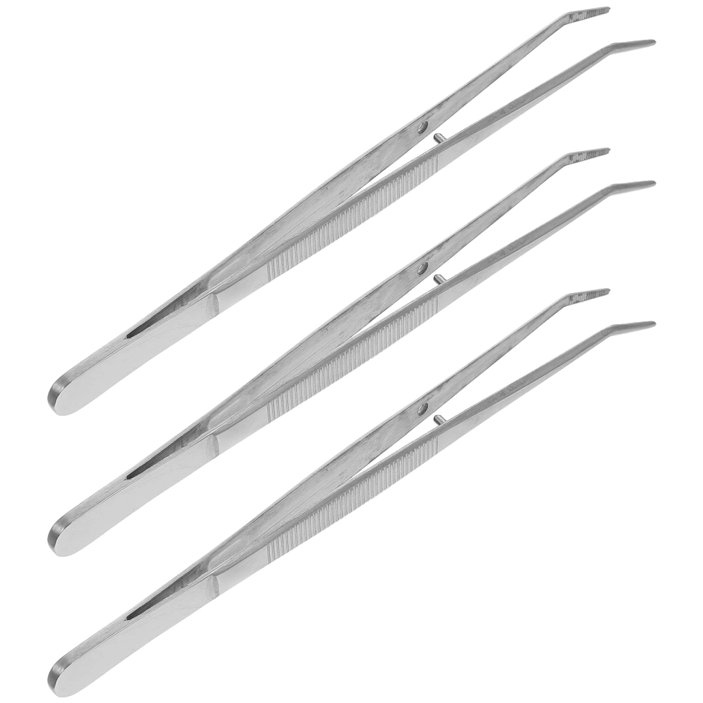 3pcs Dental Tweezers Oral Care Tweezers Elbow Tweezers Dental Hygiene Tools