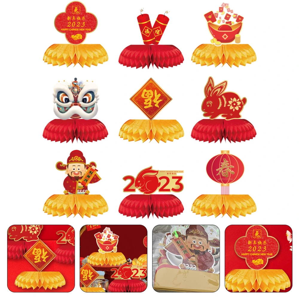 9pcs New Year Party Honeycomb Decorations Spring Festival Honeycomb Balls Adornments