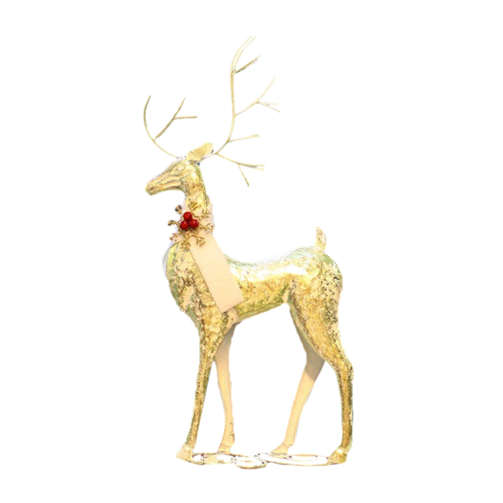 Iron Art Christmas Elk Adornment Shiny Standing Reindeer Desktop Decoration for Home Store Showcase