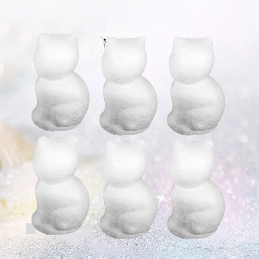 6pcs 120mm Creative Cat Model DIY White Cat Craft Kids Educational Cat Toy