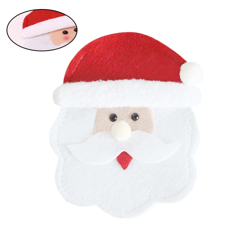 3pcs Kitchen Tableware Holders Christmas Tableware Covers Adorable Party Decor (Round Face Santa)