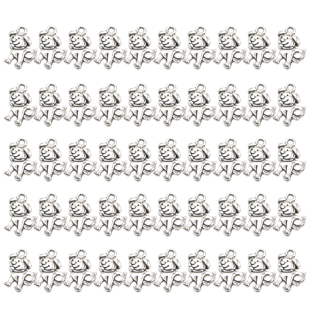 50pcs Alloy Dog Pendants DIY Chinese Zodiac Charms Jewelry Making Accessory for Necklace Bracelet