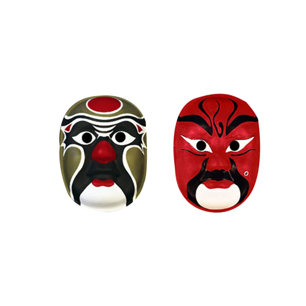 2 Pcs Handmade Mask Eco-friendly Pulp Peking Opera Pattern Mask Chinese Culture Figure Pattern Face Cover for Children Adults Festival Party Performance Club Supplies (Guan Gong, Yan Wang Style White)