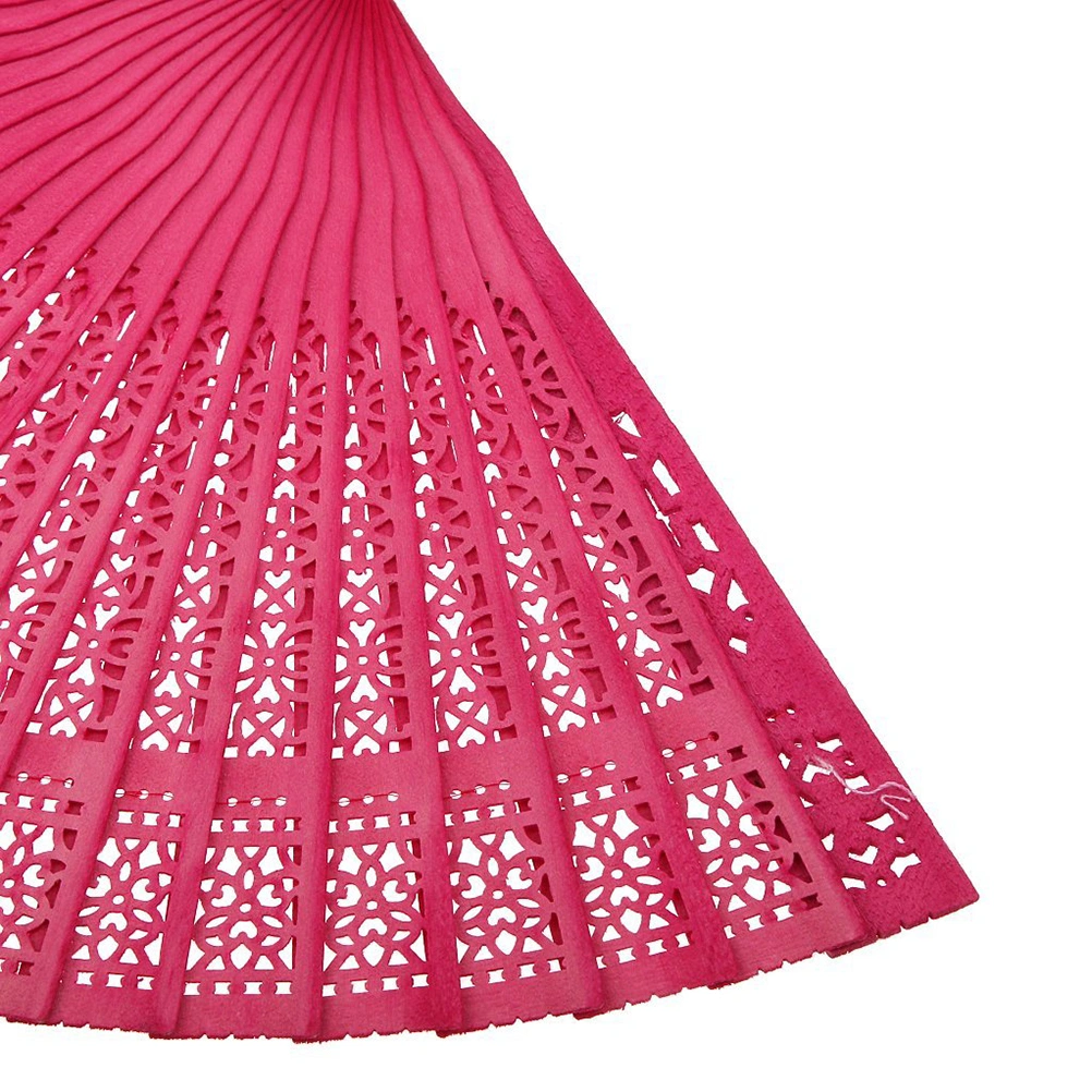 Chinese Folding Wood Panel Hand Fan with White Organza Bag for Weddings (Rose Red)
