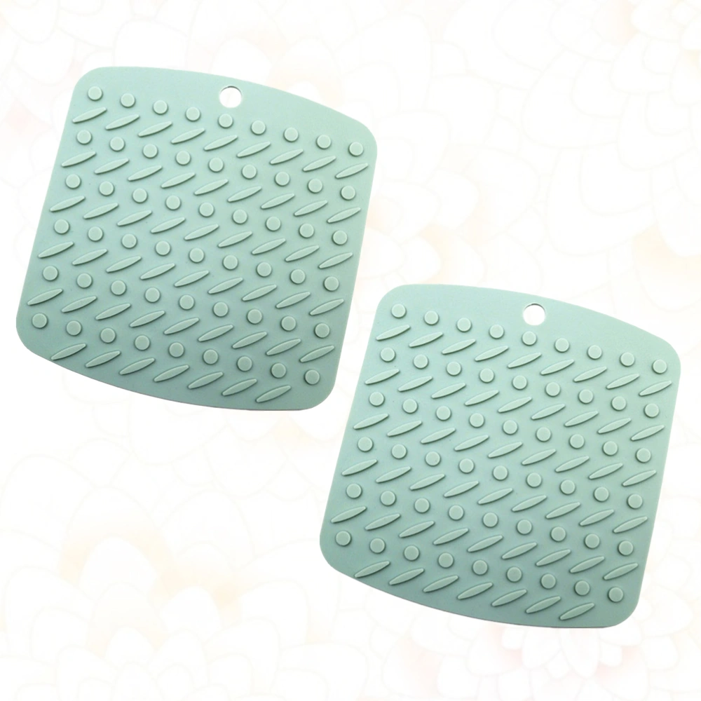 2pcs Food Pad Non-slip Silicone Table Mat Heat Insulation Cushion Cup And Dish Non-slip Cushion Placemat (Light Green)