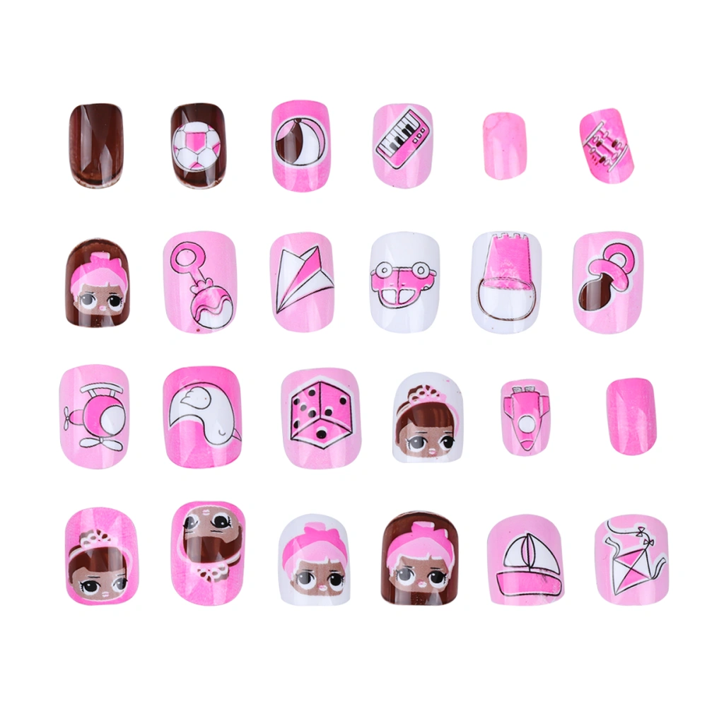 1 Set of Children False Nail Sticking Nail Decals Eco-friendly Manicure Decorative Sticker Fake Cartoon Nails Sticker(8#)