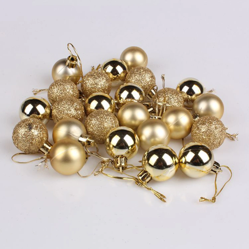 24pcs 4cm Christmas Tree Hanging Balls Plastic Pendants Christmas Ornaments Decor (Golden)