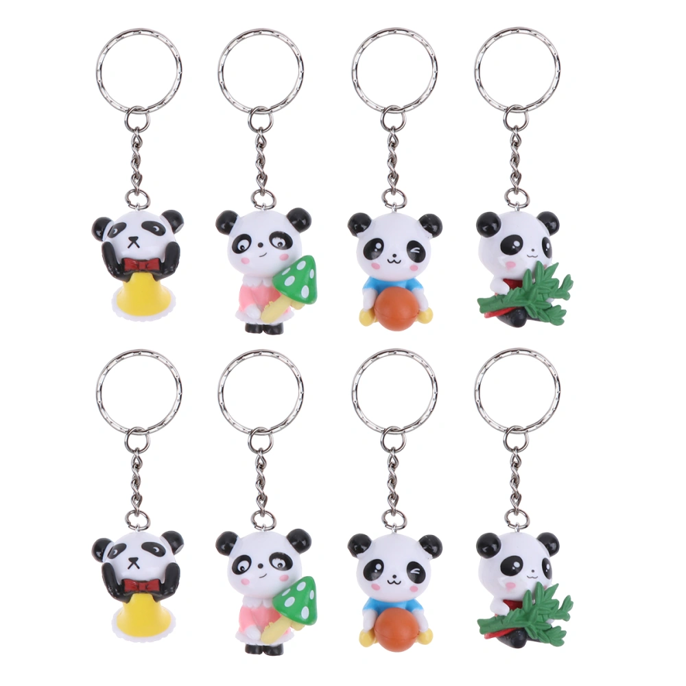 8PCS Panda Key Chains Adorkable Keyrings Cartoon Key Pendants Party Favors for Kids Girls