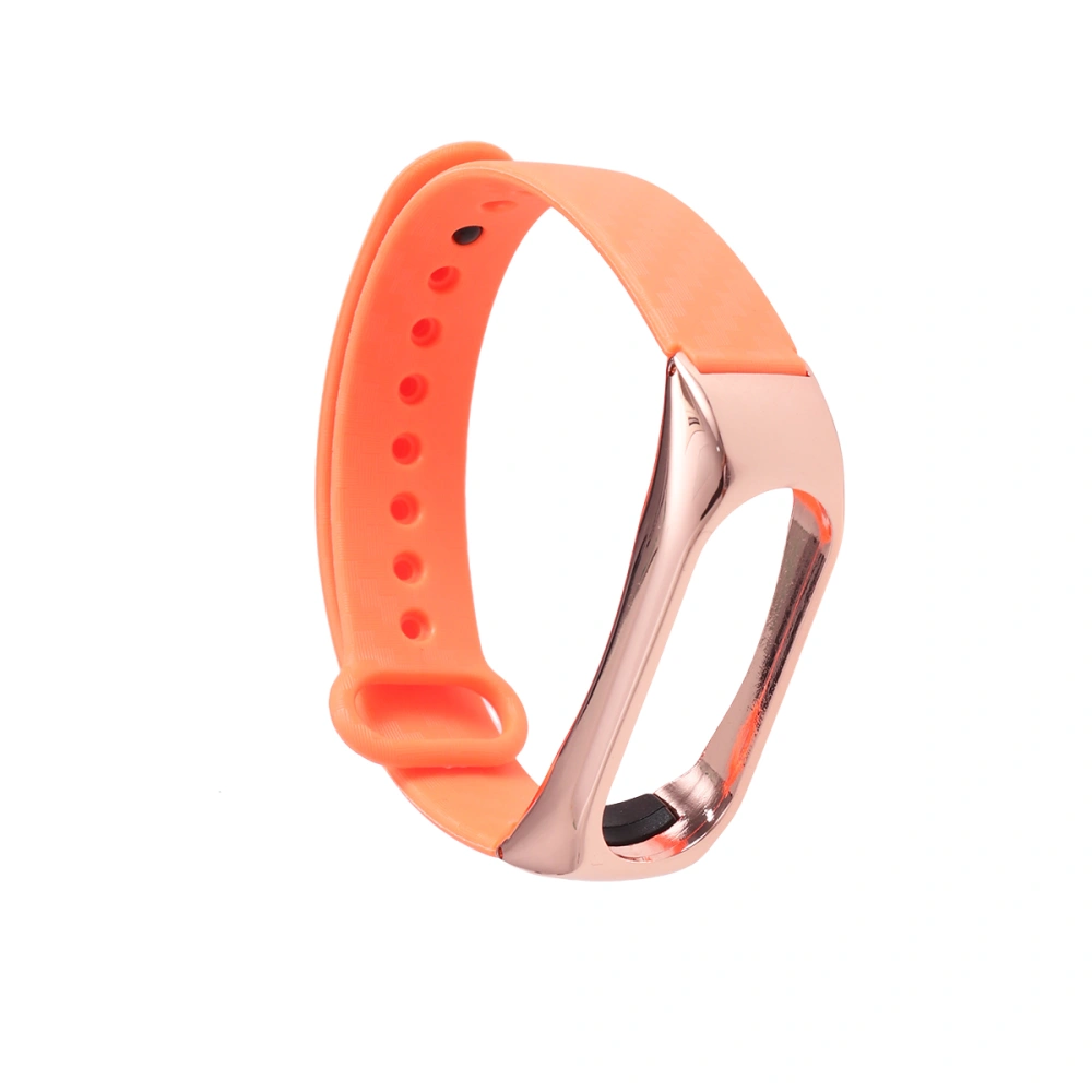 Protective Shell Carbon Fibre Replacement Strap Wristbands Smart Bracelet Accessories for Xiaomi Mi Band 2 (Orange)