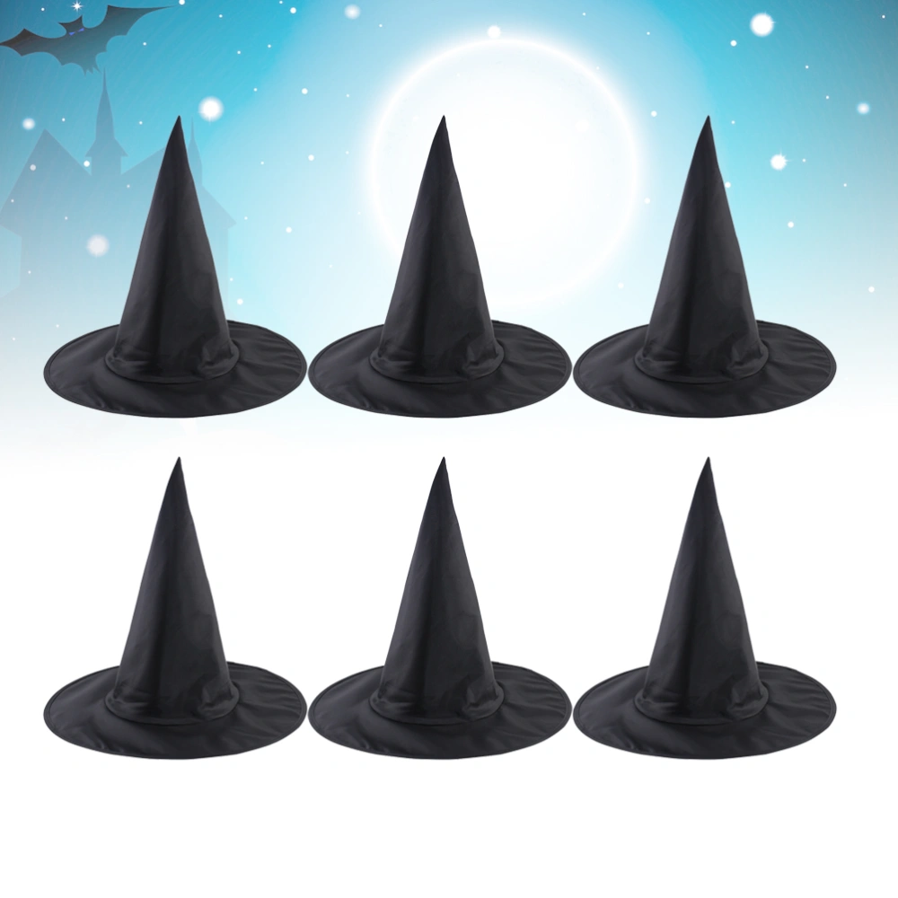 10pcs Halloween Wizard Hat Oxford Cloth Witch Hat Halloween Dress-up Cosplay Costume Accessory