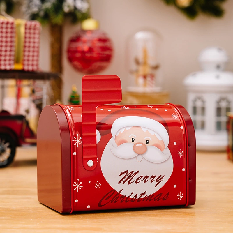 Christmas Tinplate Cookie Tin Candies Biscuits Treat Box Small Gift Case Xmas Party Favor