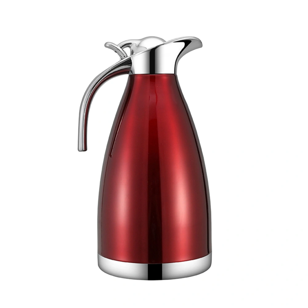 Stainless Steel Water Bottle Pot Insulated Kettle Thermal Bottle Household Water Container for Home Restaurant (Wine Red 2.0L Double-layer Insulated Pot)