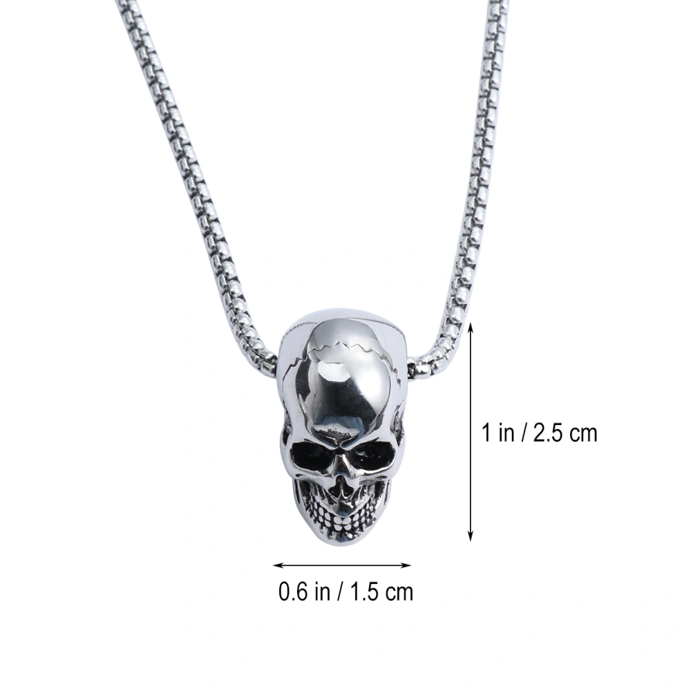 1PC Skull Necklace Titanium Steel Chic Retro Gothic Pendant for Men Boy Pendant and Chain Silver