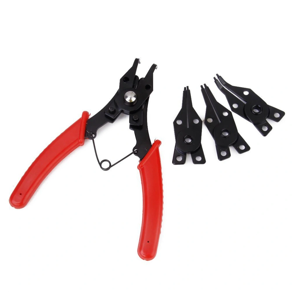 4 IN 1 Multifunctional Snap Ring Pliers Multi Tools Multi Crimp Tool Internal External Ring Remover Retaining Circlip Pliers (Red)