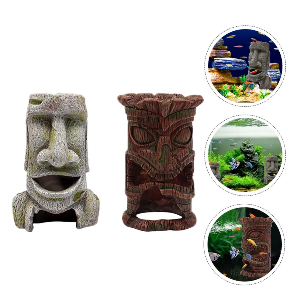 1 Set Simulation Stone Statue Fish Tank Hideout Cave Fish Tank Hideout Aquarium Decor