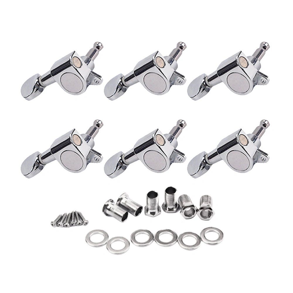 GC206F New 6 In Line Vintage Style Guitar Machine Heads 6L Tuning Pegs (Silver)