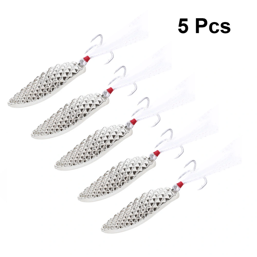 5 Pcs 3.7cm/5g Pineapple Texture Long Distance Using Metal Fishing Lure Fish Bait for Culter Alburnus (Silver)