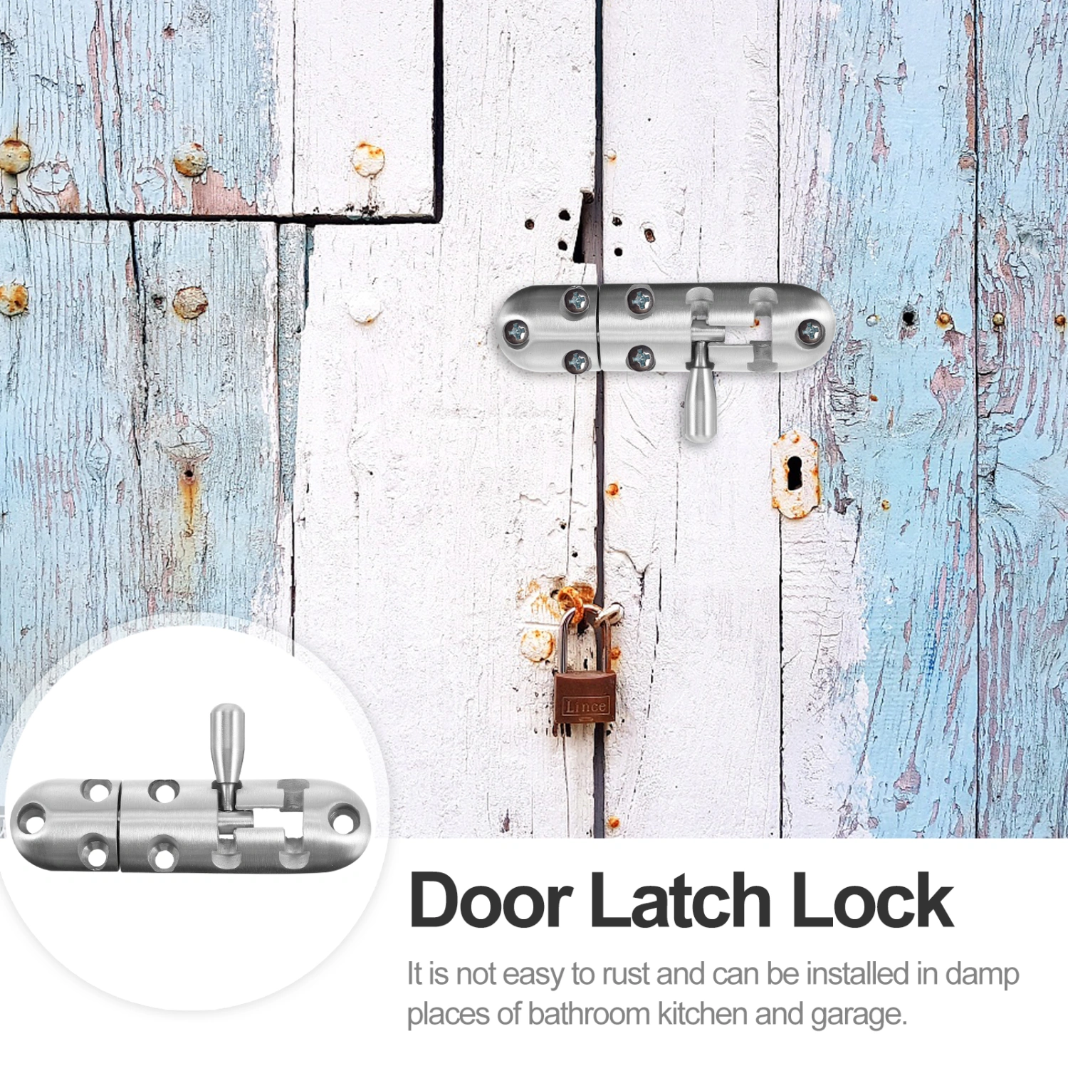1pc Door Security Sliding Latch Lock Stainless Steel Slide Bolt for Home Hotel
