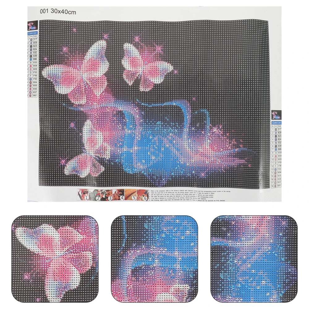 5D Frameless Diamond Embroidery Painting of Butterflies Handmade Cross Stitch Printing Crafts