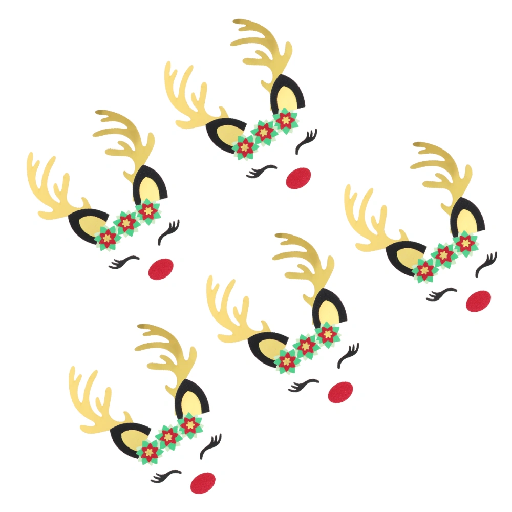 5 Sets Christmas Deer Design Cupcake Picks Cake Decorative Topper Party Supplies