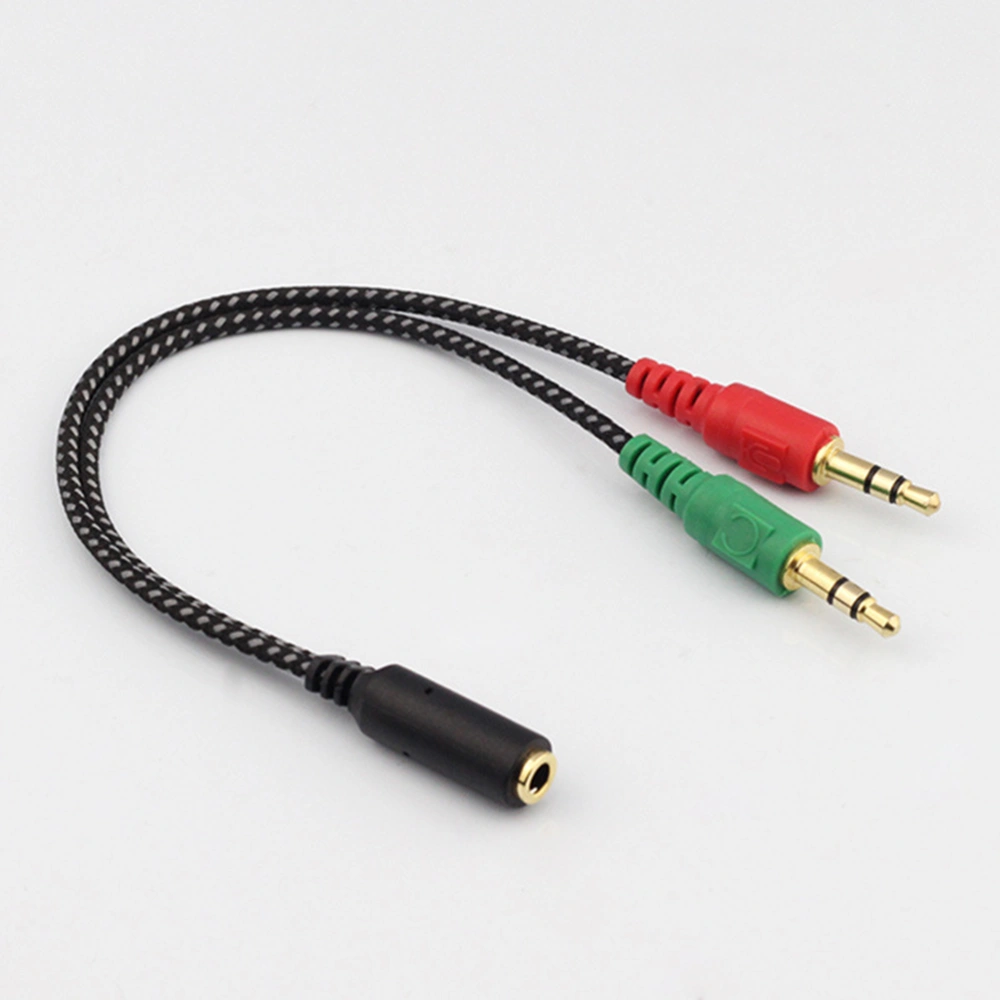 Female to 2 Male Headset Splitter Cable Computer Headphones Microphone Adapter Convertors