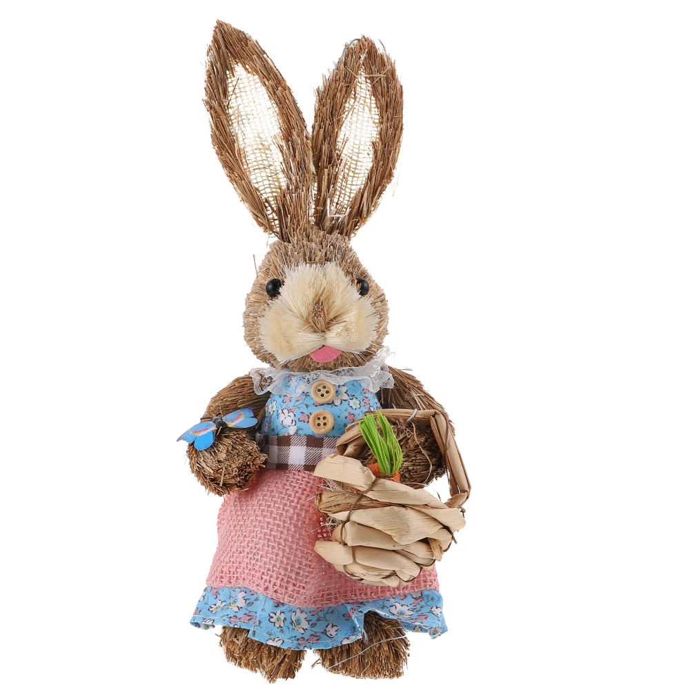 Easter Simulation Straw Bunny Artificial Straw Rabbit Ornament Rabbit Decoration