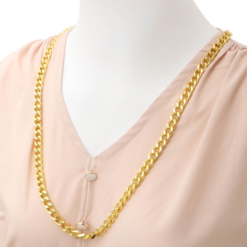 Hip-Hop Necklace Alloy Large Gold Plating Necklace Simple Neck Chain for Woman (Cuba Stytle, 75x0.8cm, with Packaging Box)