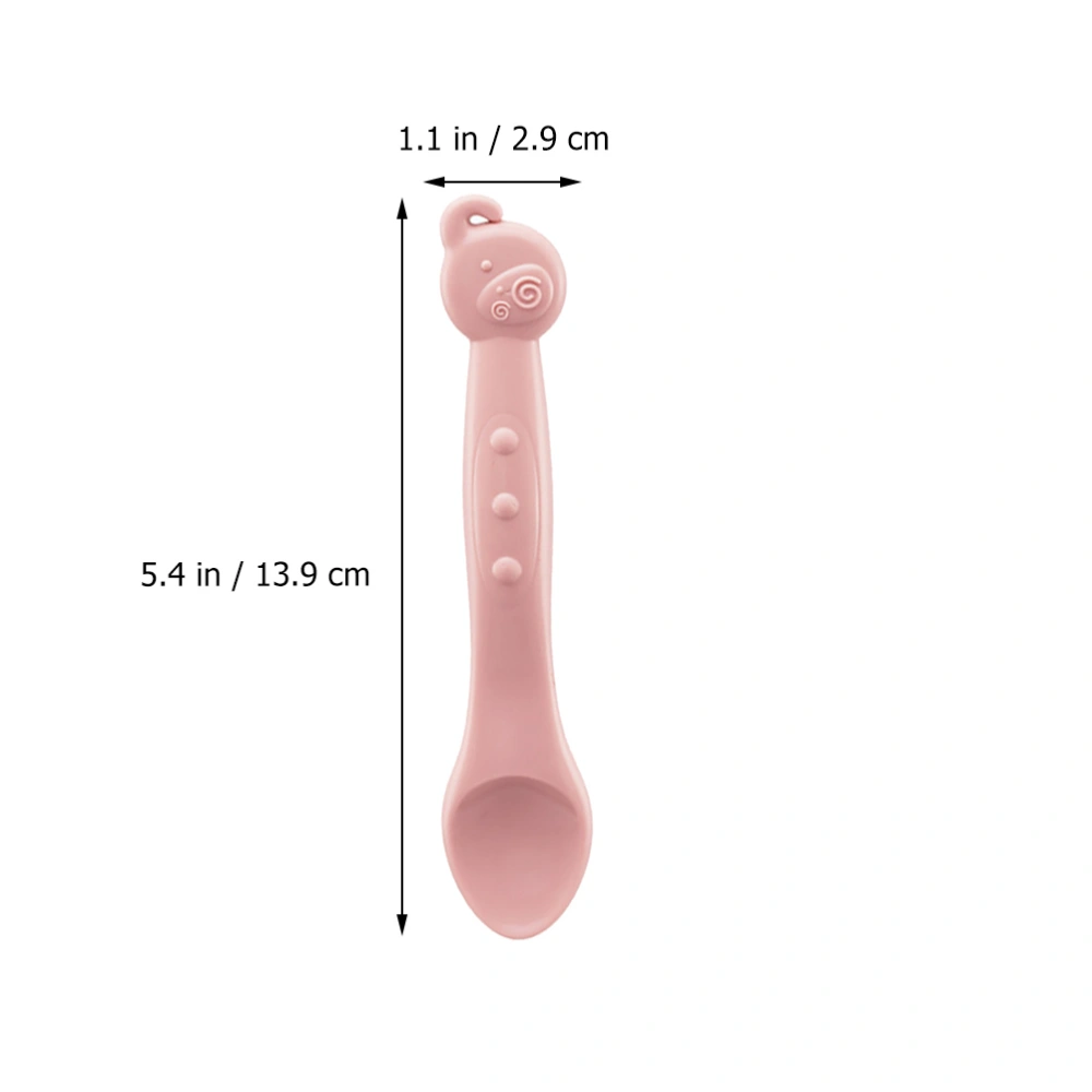 1Pc Baby Spoon with Case Baby Tablespoon Cartoon Elephant Feeding Spoon