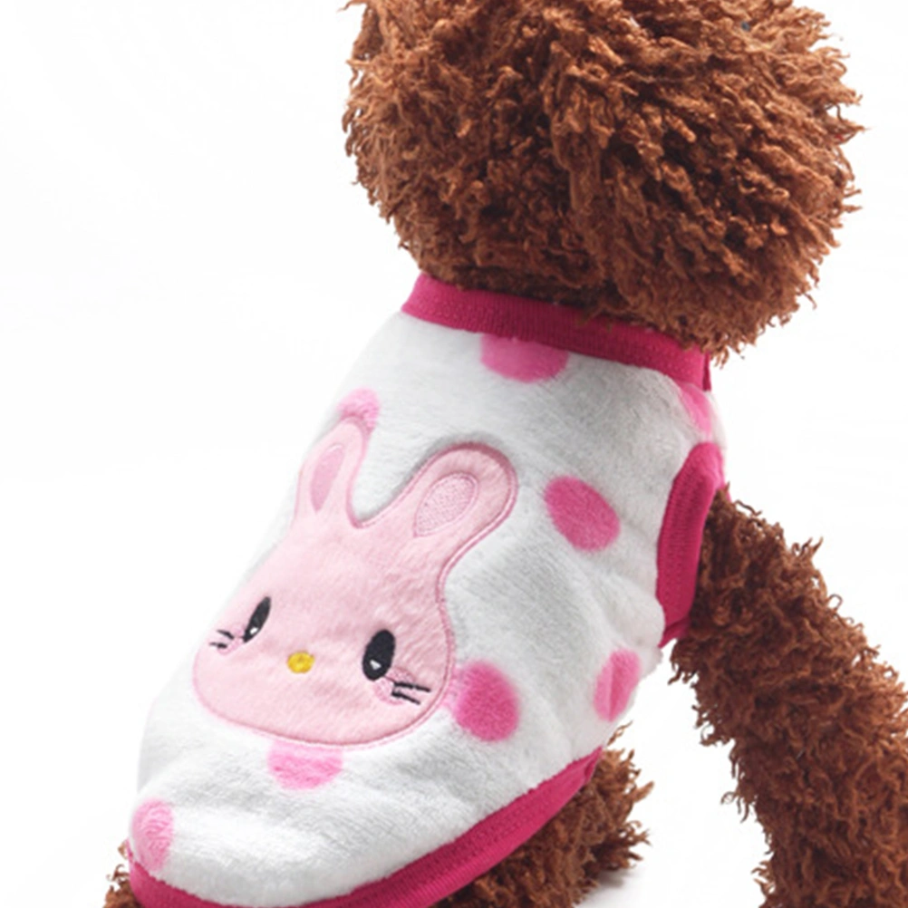 Winter Cartoon Puppy Vest Clothing Warm Flannel Dog Clothes for Small Dogs Chihuahua French Outfit Pet Cat T Shirt - Size XS (Rabbit)