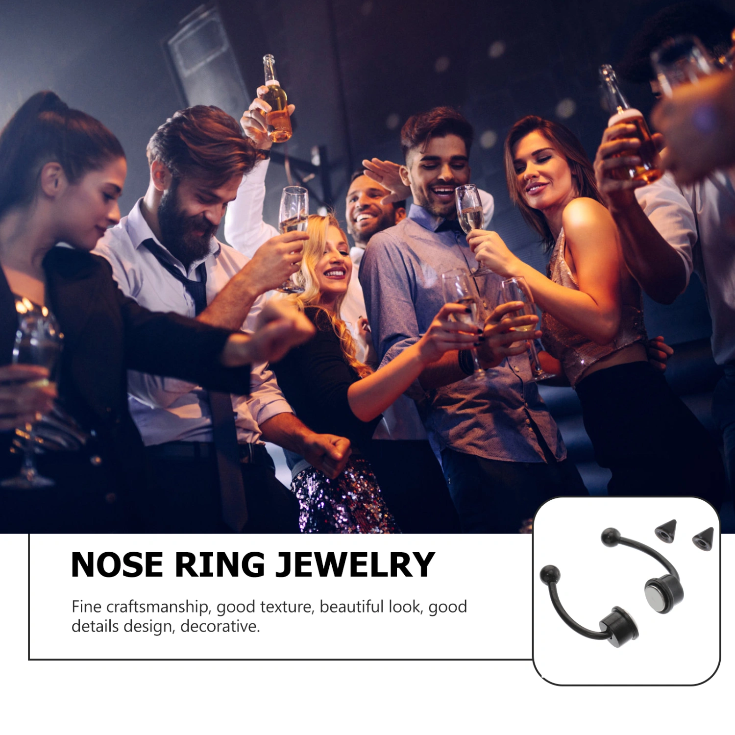 2 Pairs Magnetic Septum Nose Ring Non-perforated False Nose Ring Horseshoe Ring