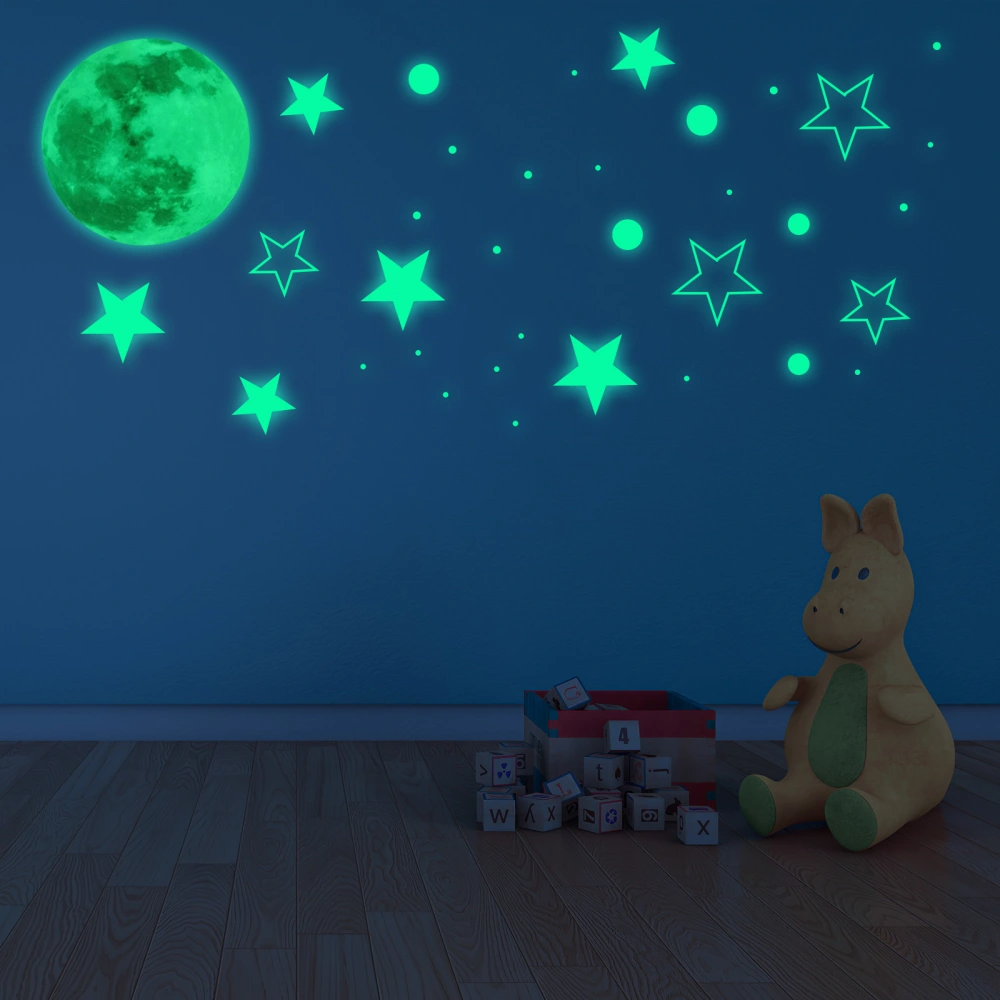 1 Set DIY Moon Star Stickers Luminous Star Wall Sticker Creative Window Glowing in the Night Wall Decal Self-adhesive Wall Sticker