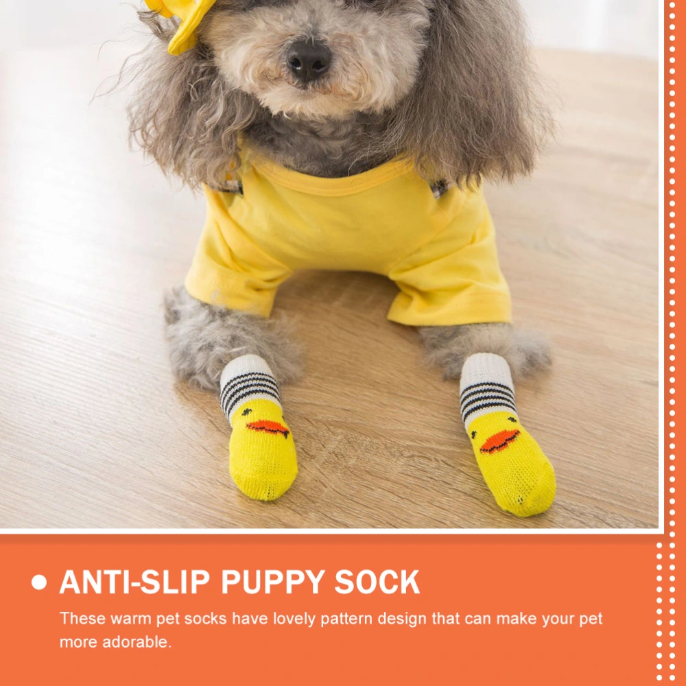 4Pcs Anti-slip Dog Sock Lovely Dog Socks Dog Foot Protector Anti-slip Puppy Sock Pet Dog Socks