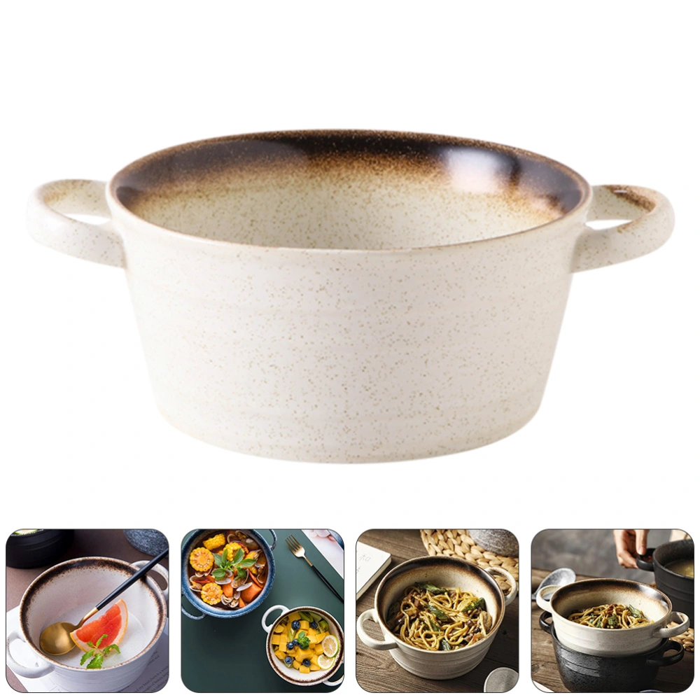 1pc Japanese Style Ceramic Bowl Soup Bowl Salad Bowl Food Container for Home