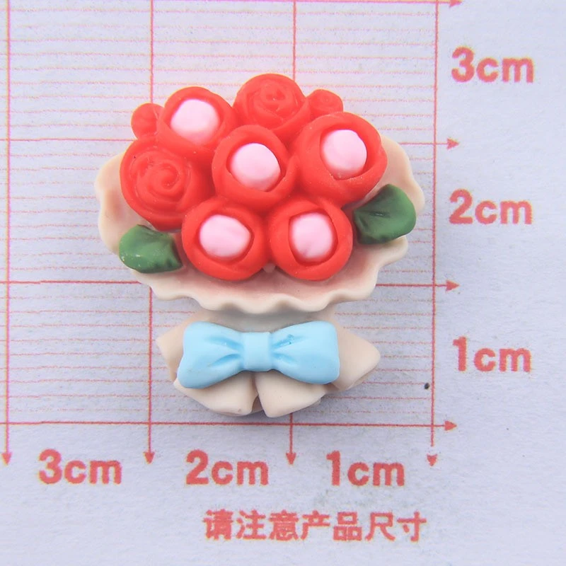 10pcs Resin Mini Flower Bouquet Charms Phone Case Charms Crafting Charms for DIY Craft Making