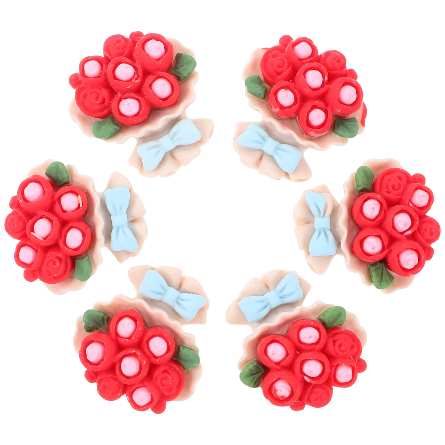 10pcs Resin Mini Flower Bouquet Charms Phone Case Charms Crafting Charms for DIY Craft Making
