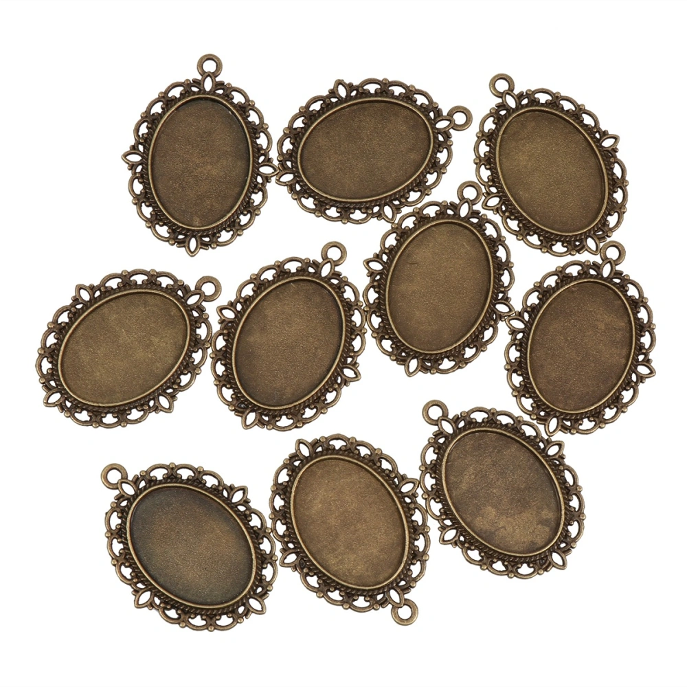 10pcs Antique Bronze Oval Metal Stamping Blanks Pendant Base DIY Alloy Charms Bottom Bracket Jewelry Accessories