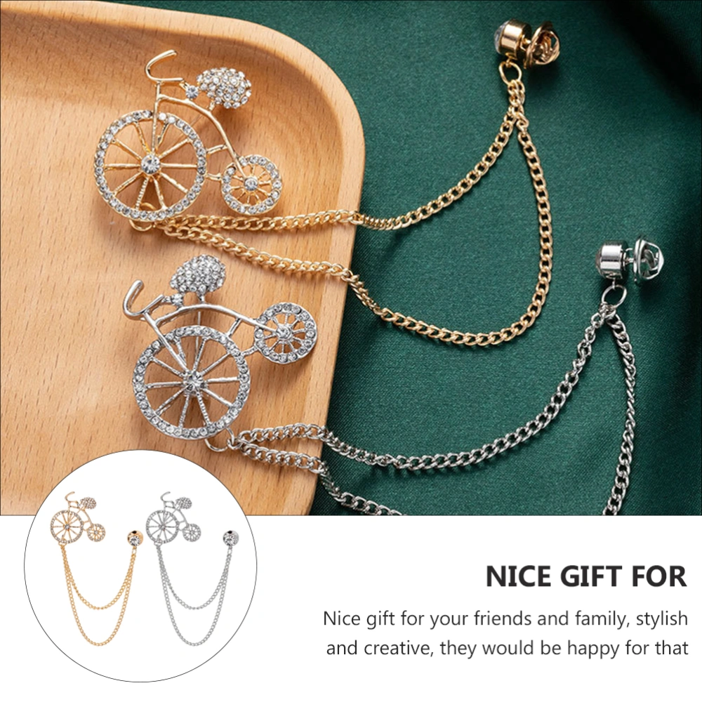 2pcs Creative Diamond Bike Brooches Pretty Diamond Brooches Bike Brooches