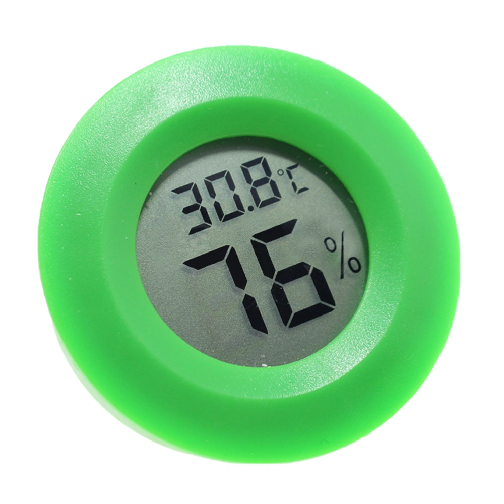 Reptile Box Thermometer Hygrometer Round Shaped Digital Temperature Humidity Meter for Indoor Bedroom Home (Green)