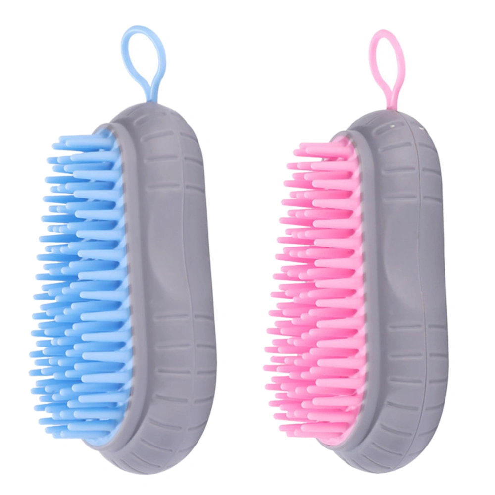 2Pcs Manual Hair Shampoo Brush Head Cleaner Scalp Massage Comb Random Color