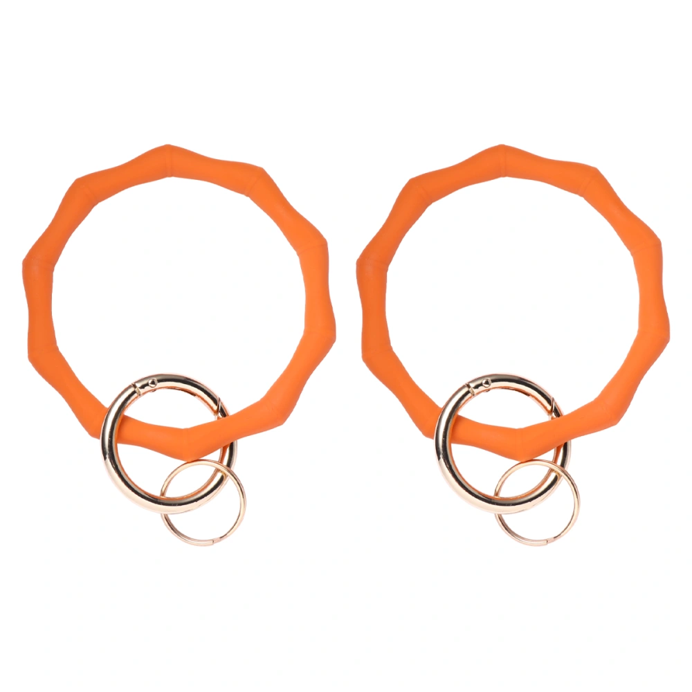 2PCS Silicone Bracelet Keychain Bamboo Joint Silicone Bracelet Key Ring Simple Silicone Bracelet Key Ring Decor Creative Bamboo Joint Ring Key Chain for Friends Families(Orange)