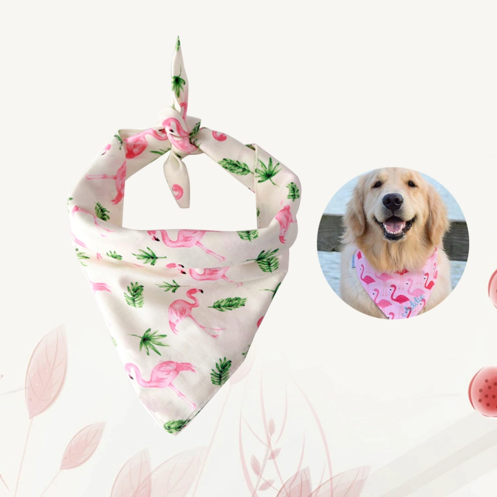 Flamingo Pattern Pet Saliva Towel Dog Bibs Dog Saliva Towel Cartoon Cotton Triangular Towel for Small Medium Pet(Neck Circumference 22-38CM)