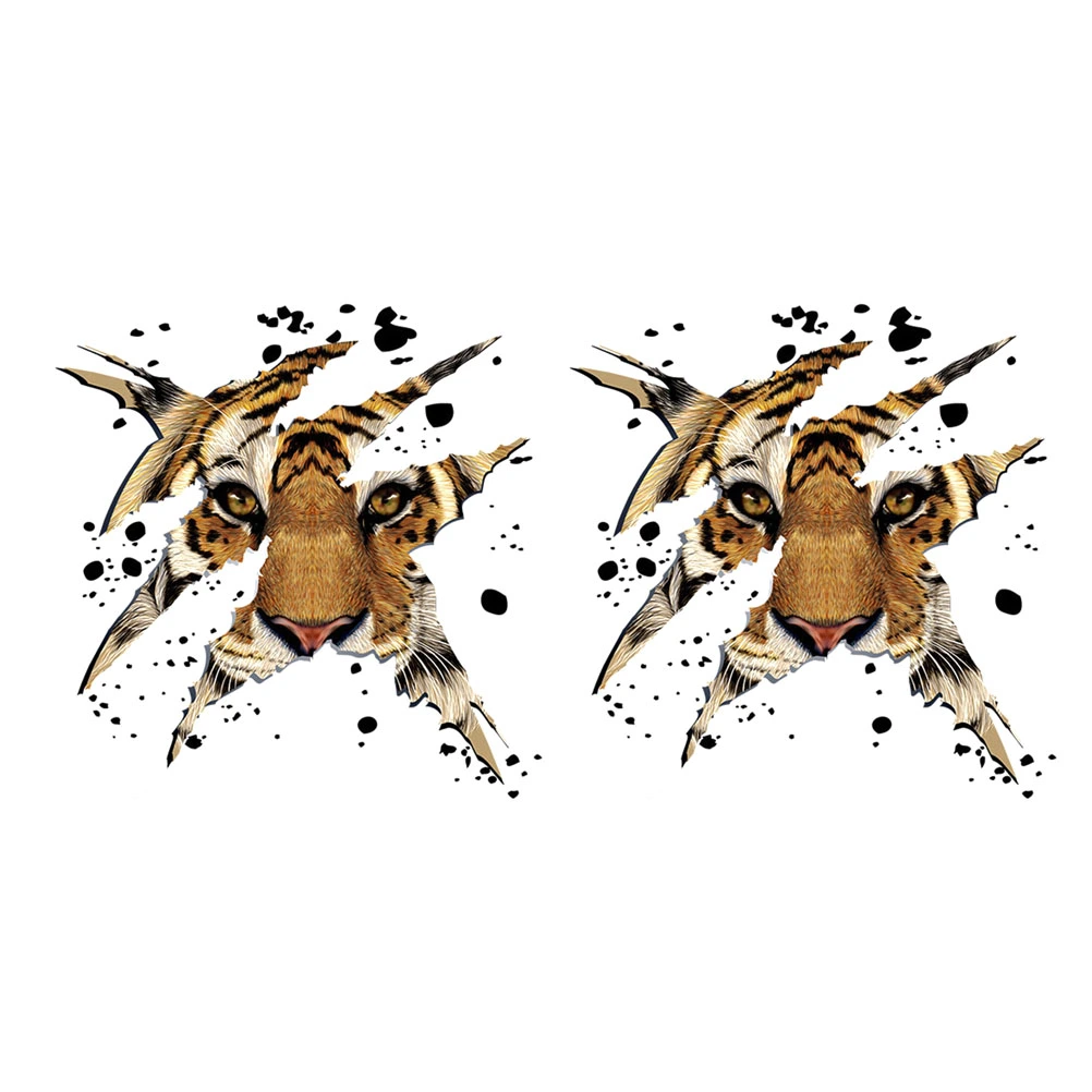 2Pcs Tiger Head Pattern Wall Stickers Removable Wall Decals Waterproof Wall Paper Home Decoration