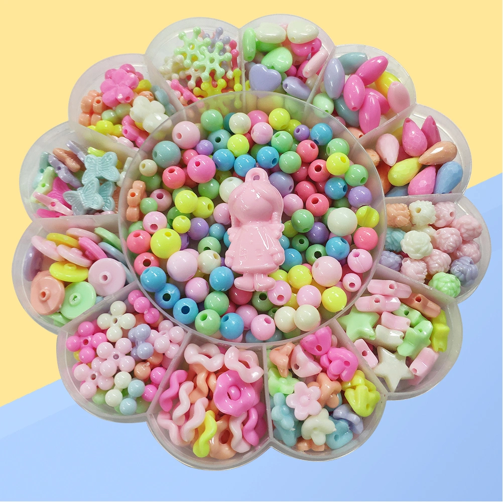 1Set/450pcs Beads Set for Jewelery Making Craft Beads Kits for Little Girls DIY Necklaces Bracelet Children Games(Random Color)