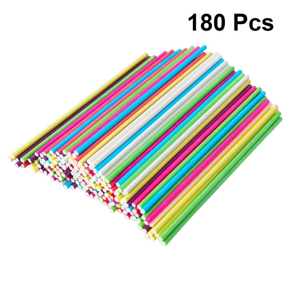 6 Packs of 180PCS Lollipop Paper Sticks Colorful Baking Paper Sticks Food Special Paper Sticks Chocolate Candy Paper Stick DIY Baking Tool for Home Store Use Random color